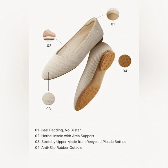 Denim Stripe Aria 5 degrees Pointed Toe Ballet Flats - Picture 15 of 16